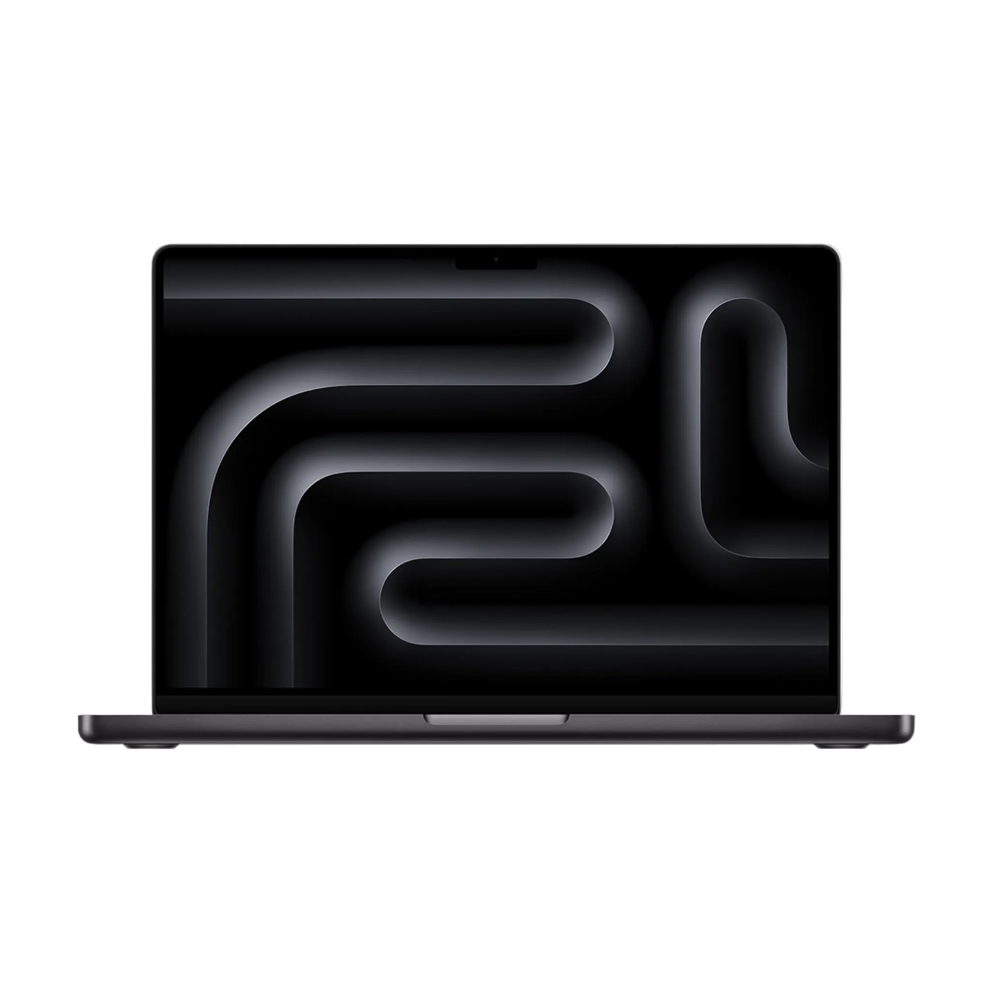 Black laptop with abstract design on a white background