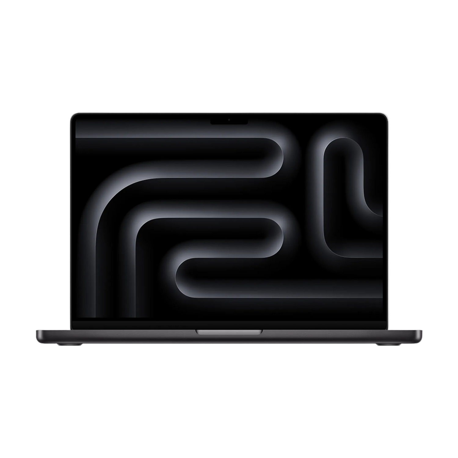 Black laptop with abstract design on a white background